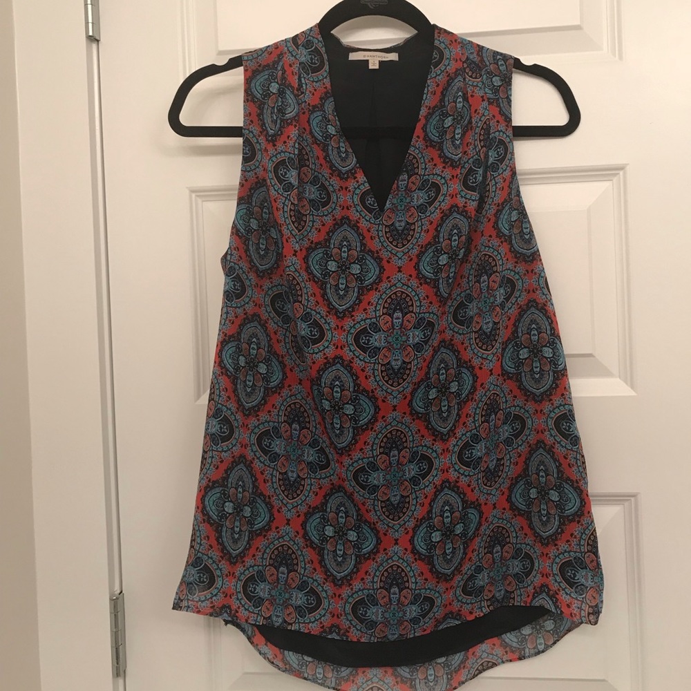 Red and Turquoise, Sleeveless Blouse